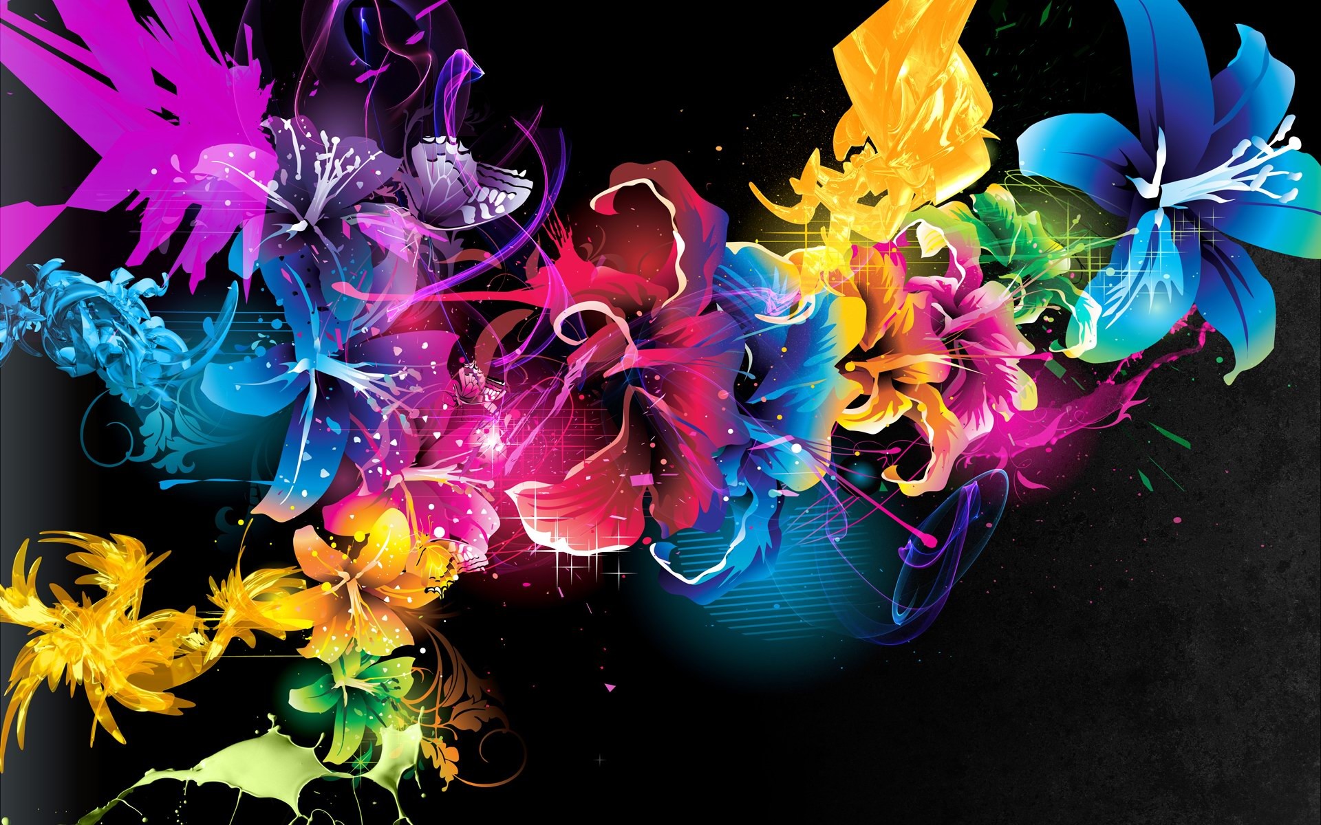 colorful abstract flower design hd wallpaper