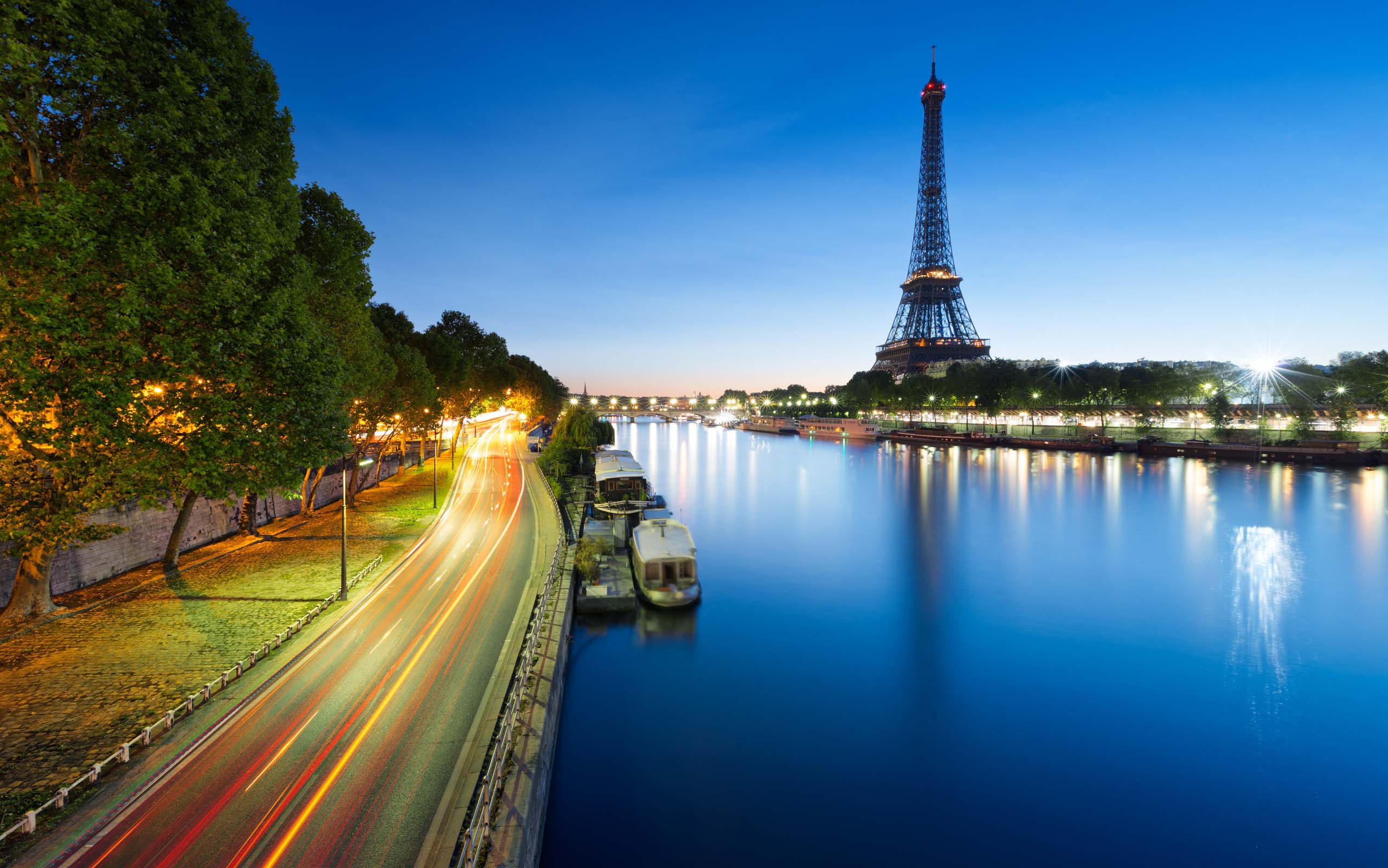 france eiffel tower river night wallpaper picture images