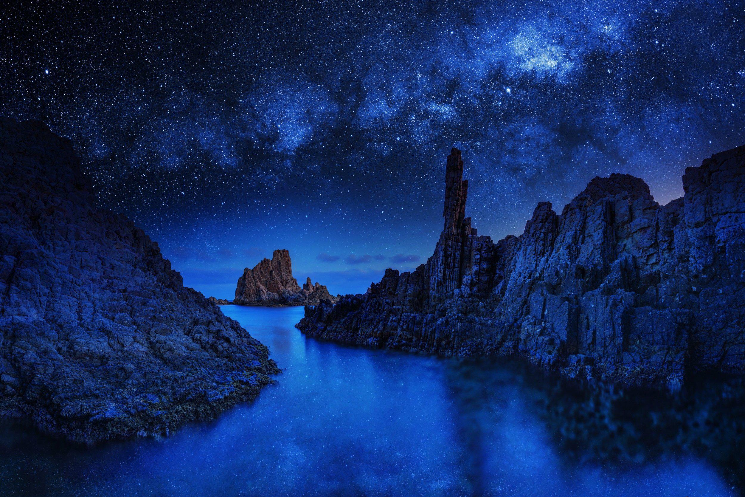 night blue rivers with night clouds hd image picture download