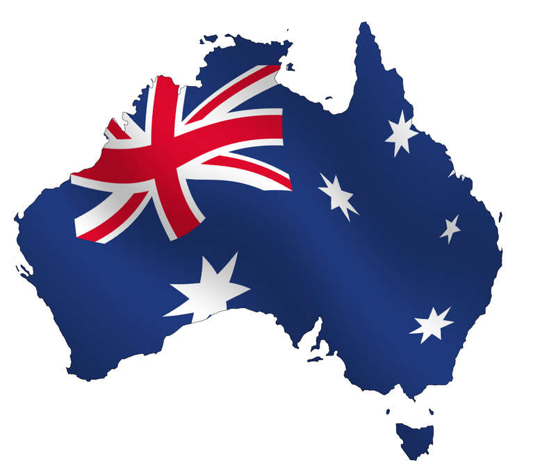 Australian Flag Inside Country Map Outline Wallpaper
