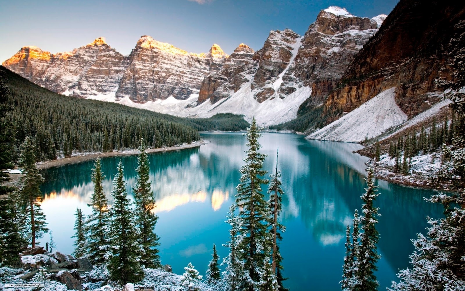 Winter Mountain Lake Desktop Wallpaper Free Download Pic