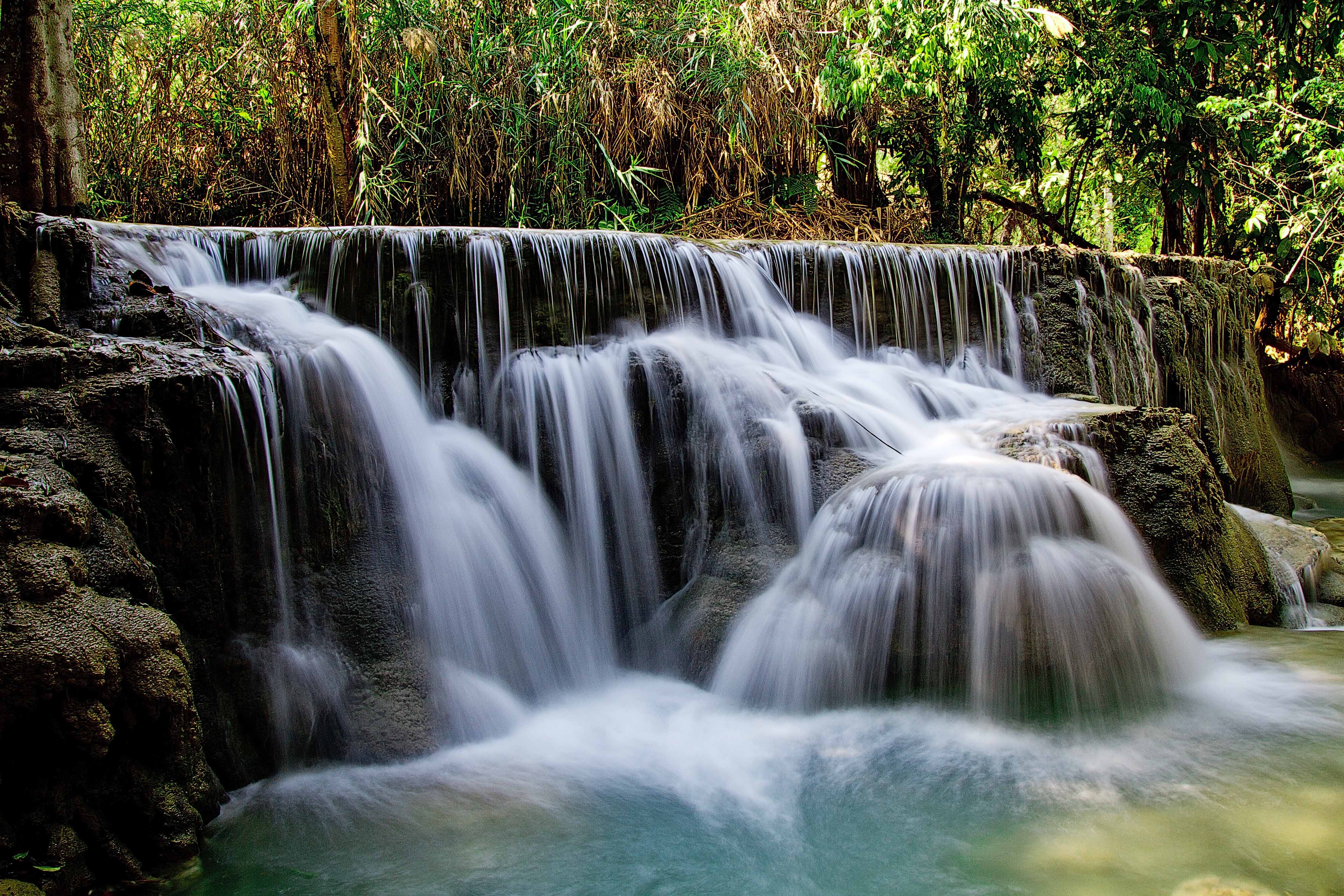 Kuang Si Falls Waterfall Water Flow Image Free Download