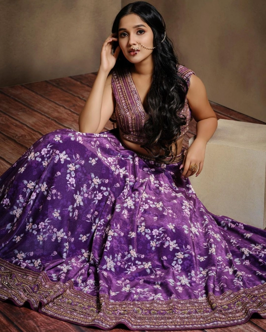 anikha surendran purple dress cute photo
