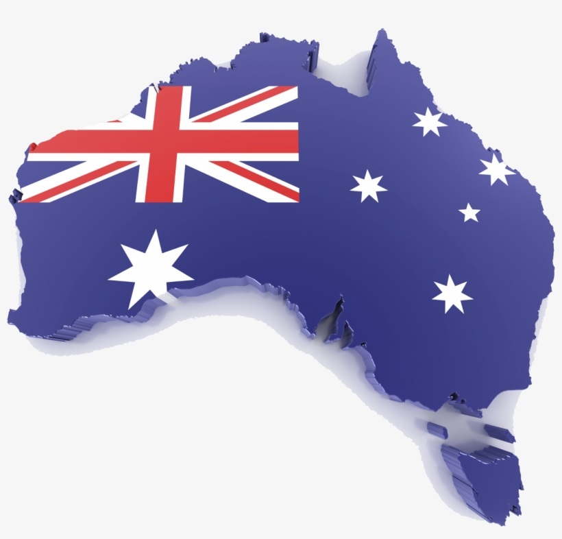 australian flag over outline country map pic download