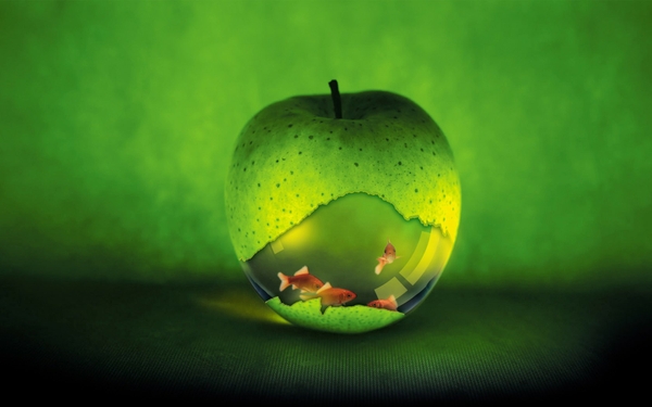 green apple fruits skull wallpaper download