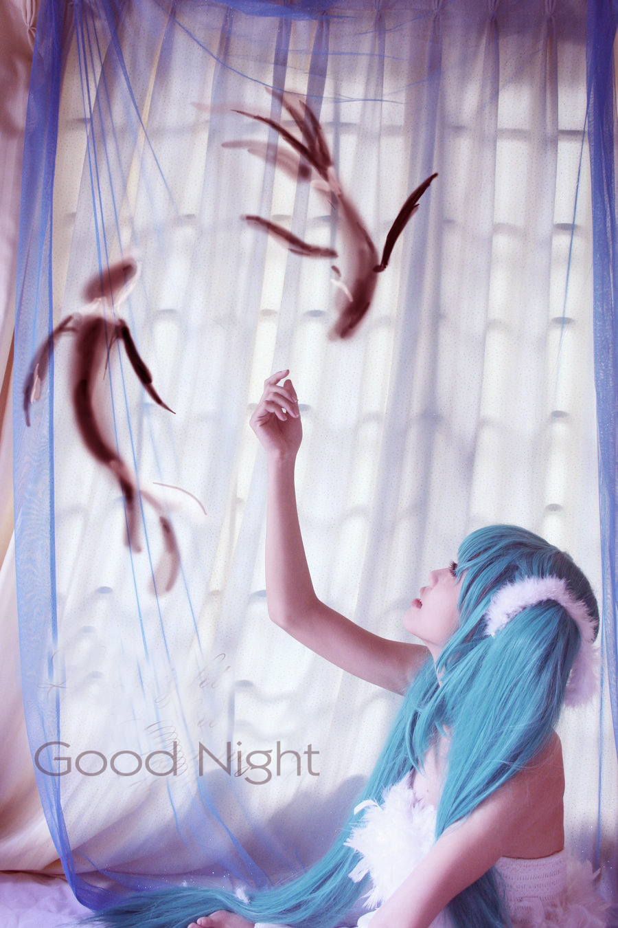 Angel With Birds Good Night Image