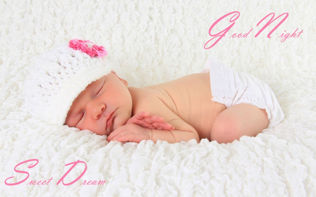 Cute baby says Good Night Sweet Dreams lovely friends