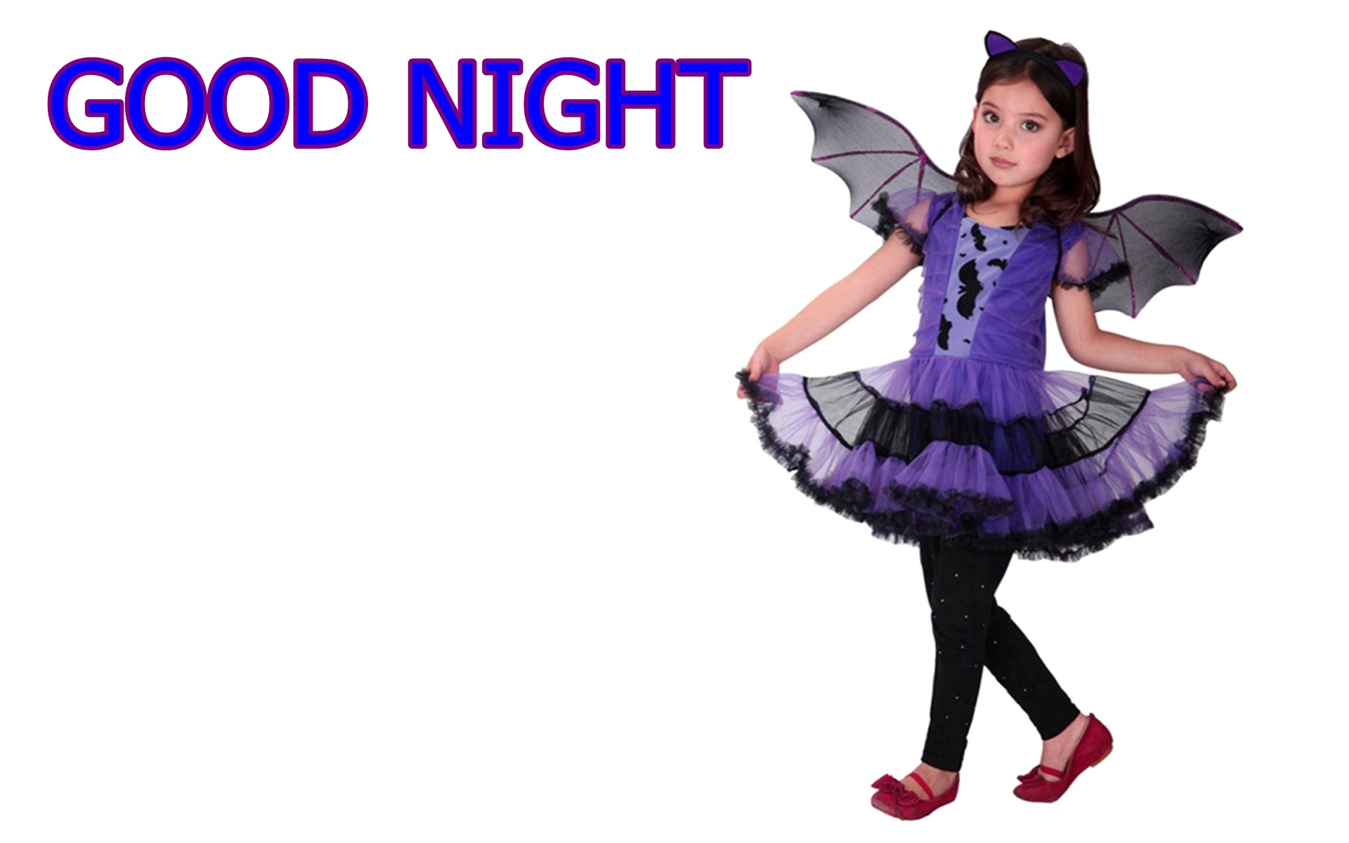 Good Night Cute Baby Girl In Bat Costume HD Wallpaper