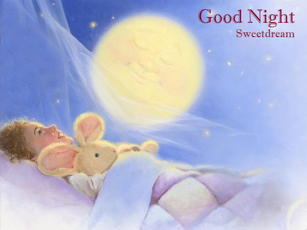 Sweet Girl Wish Good Night To Moon HD Wallpaper