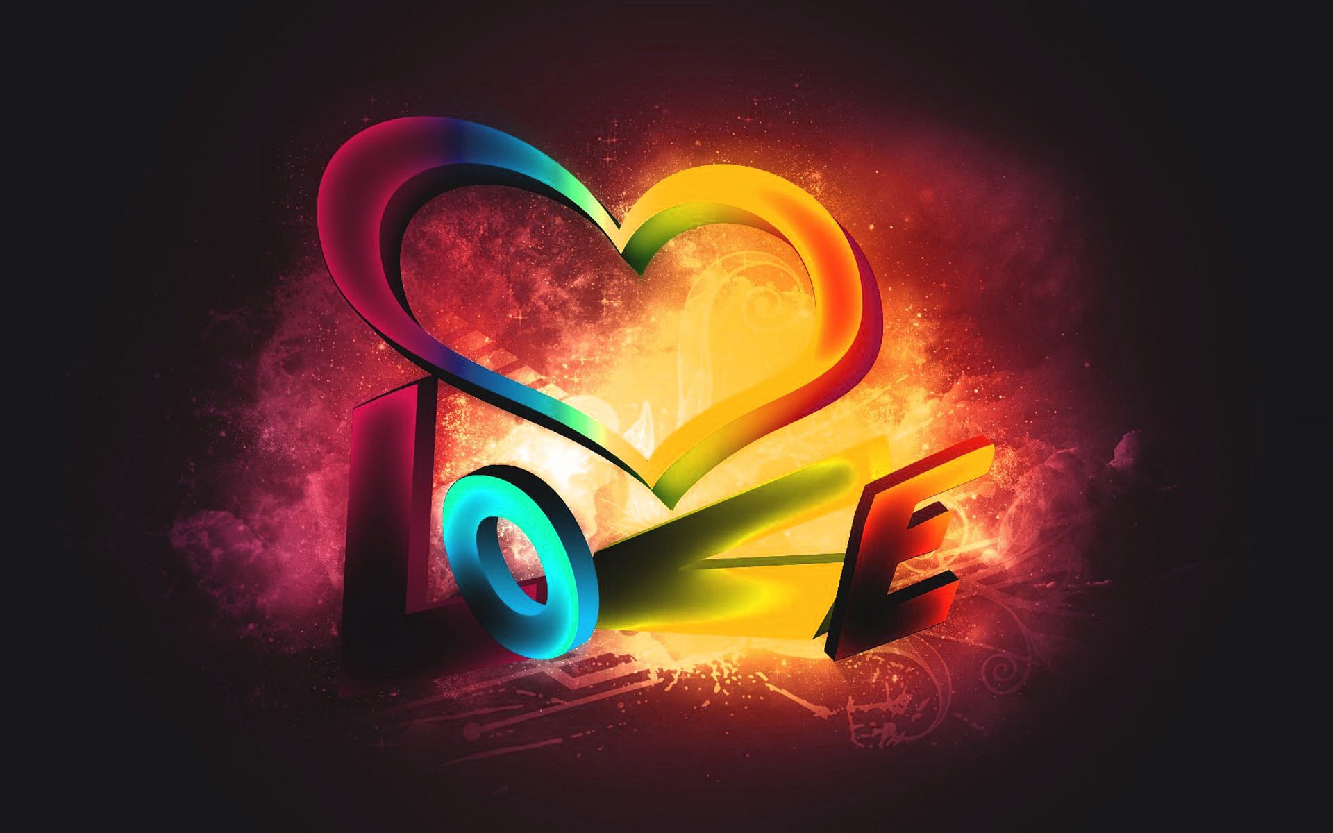 3d love heart colorful desktop 4k background wallpapers text message