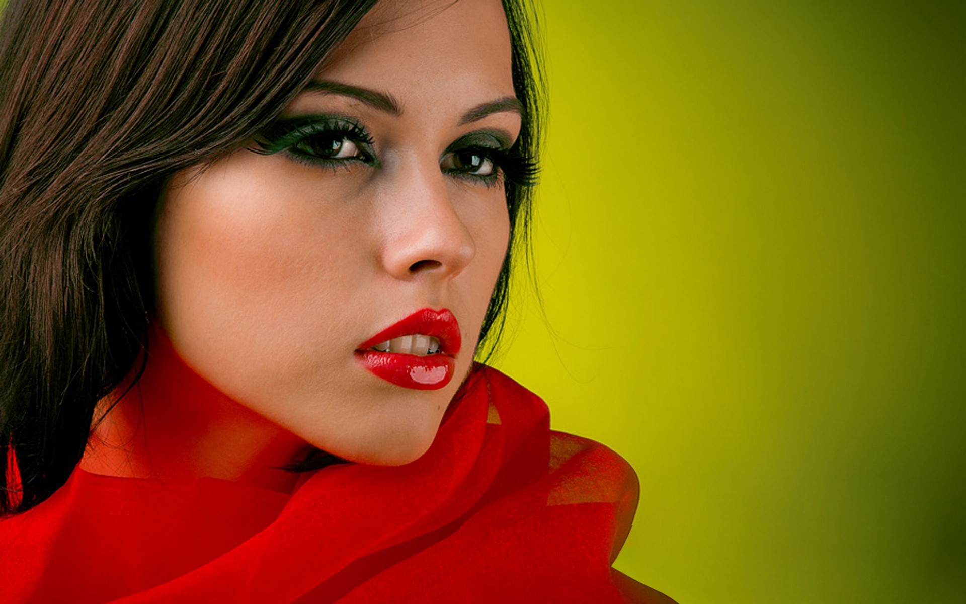 brunette girl red lips free awesome image for mobile