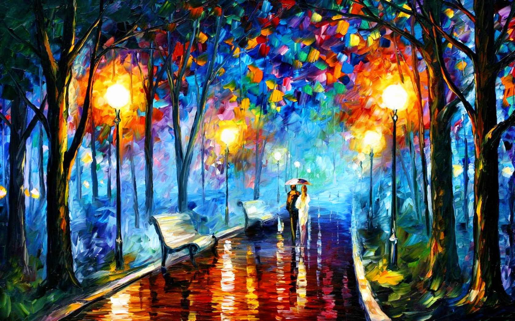 couple walk light art paintings mobile desktop free hd wallpaper