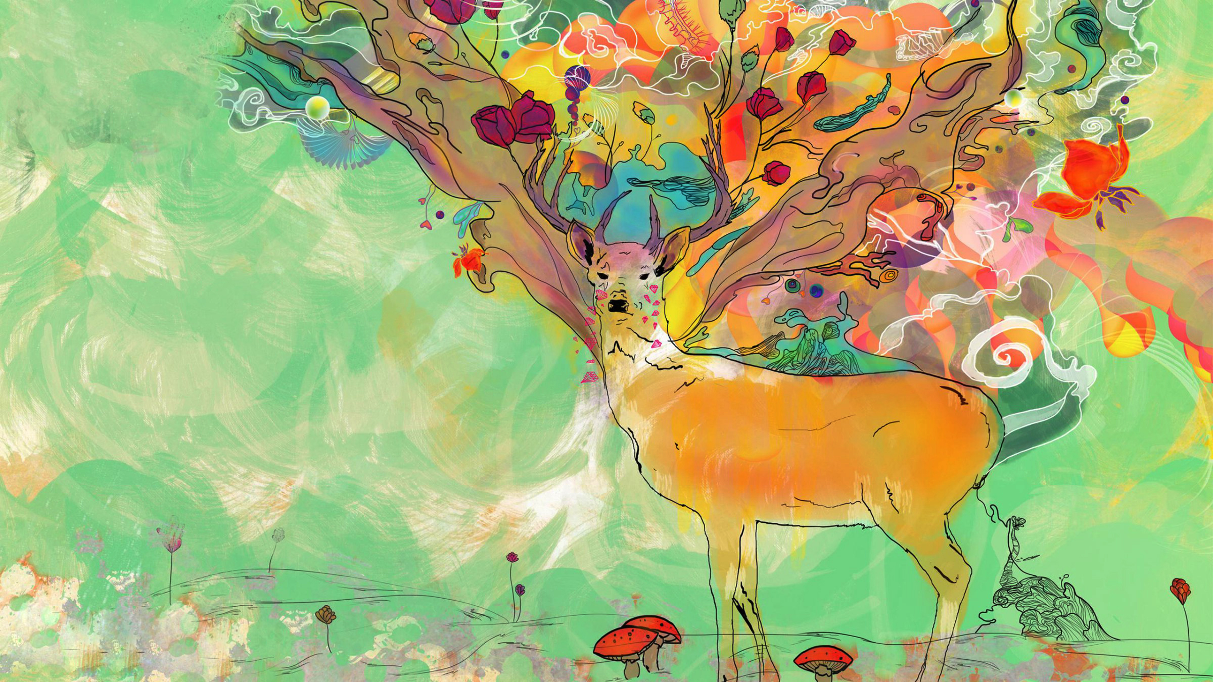 deer artwork mobile desktop free hd wallpaper