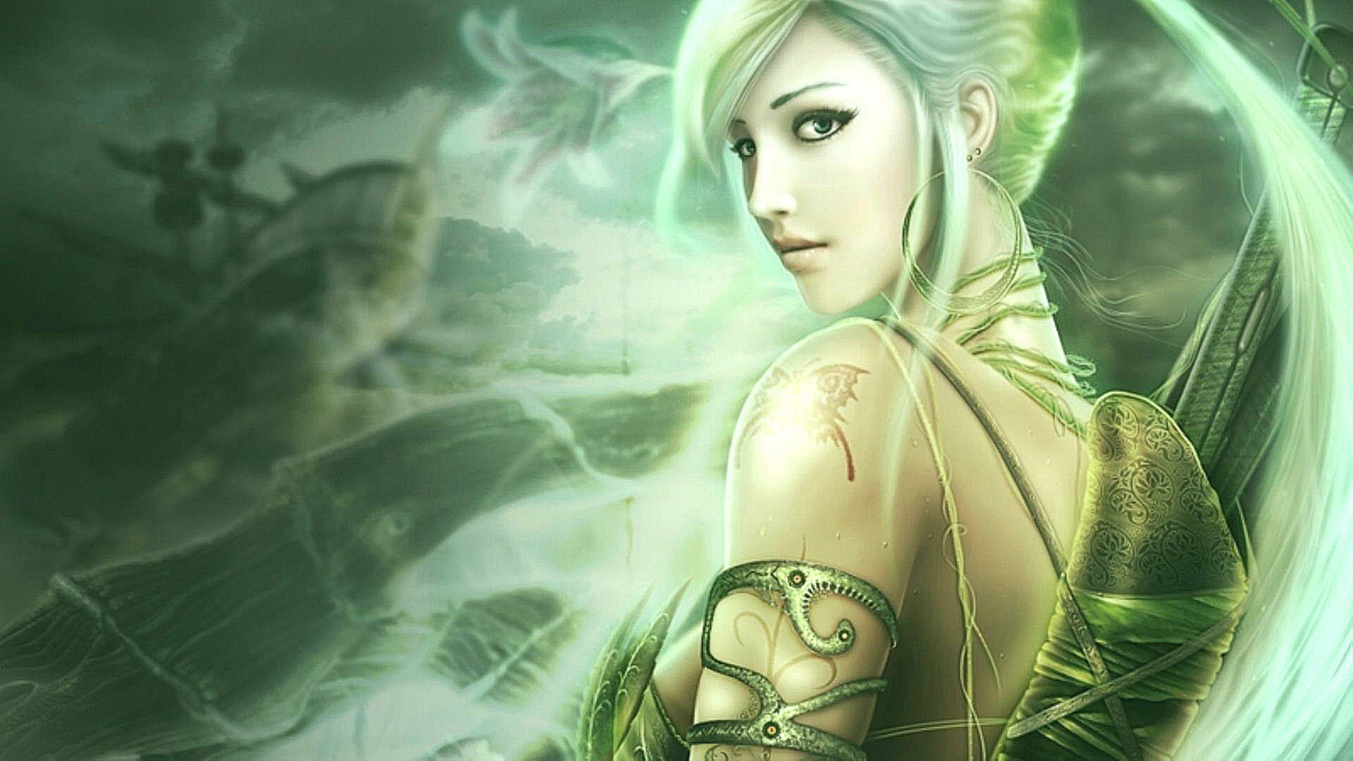 Fantasy Girls Green Free Awesome Image For Mobile