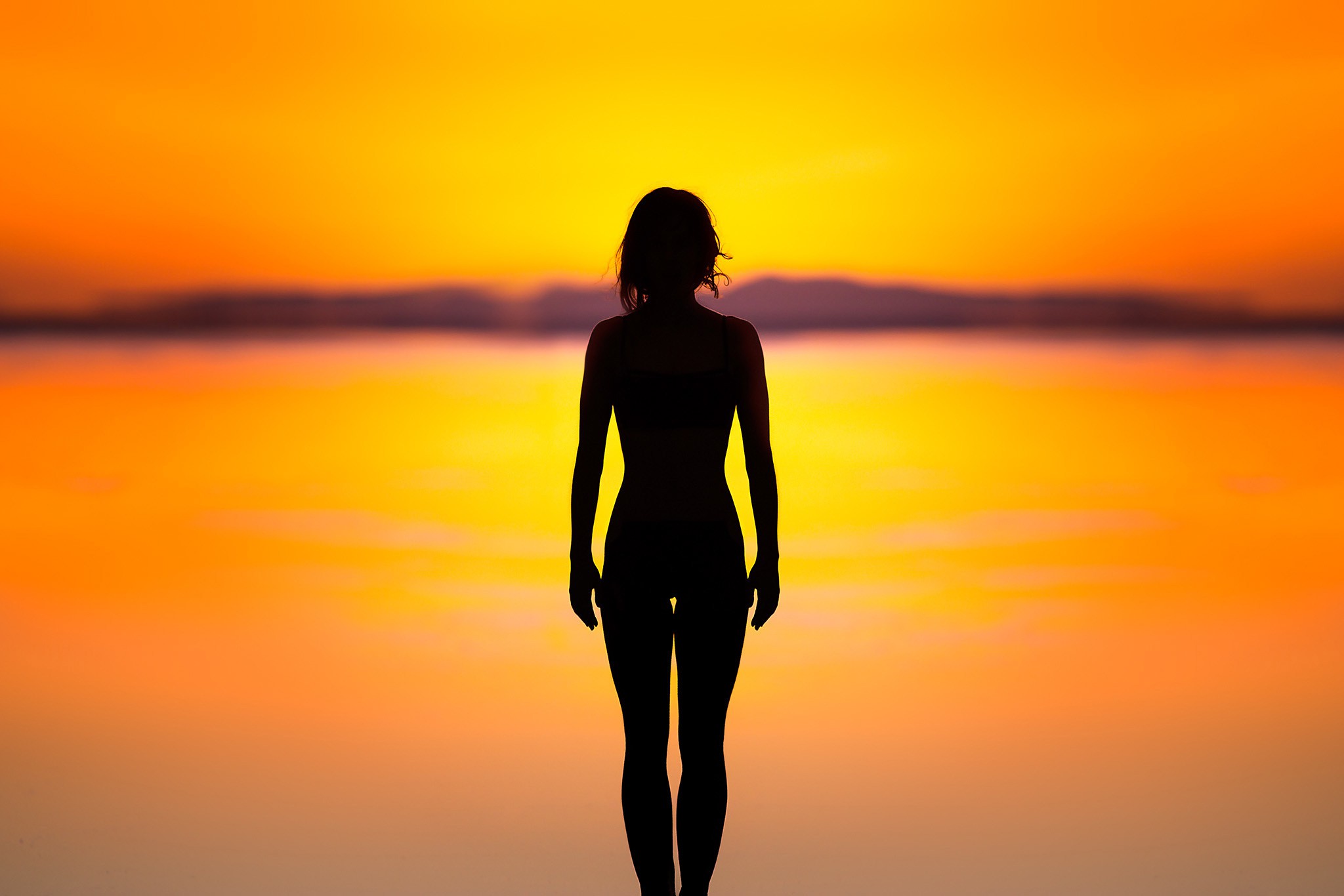 Girl Figure Silhouette Sunset Mobile Desktop Free Hd Wallpaper