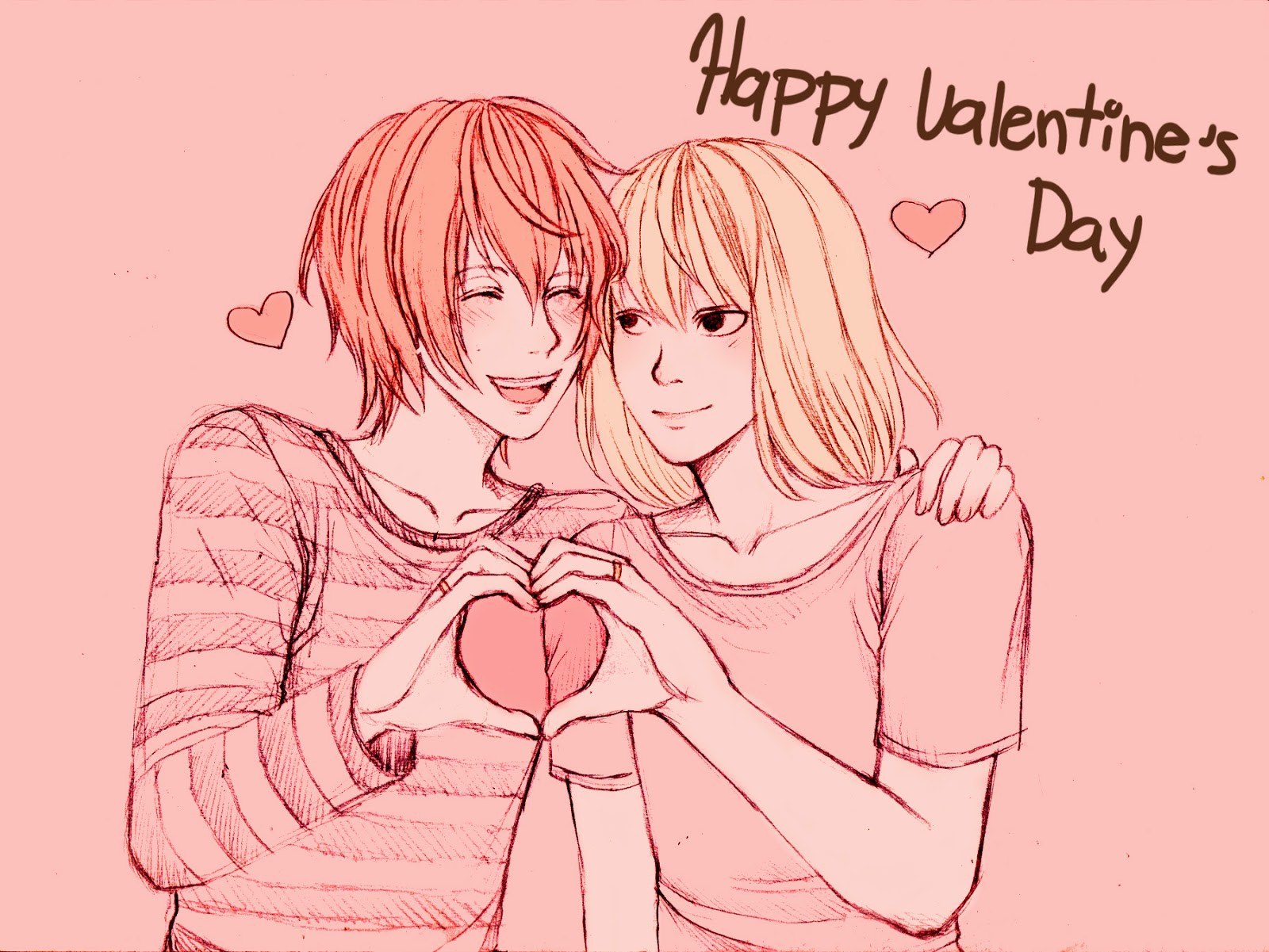 Happy Valentines Day Cartoon Mobile Desktop Free Hd Wallpaper