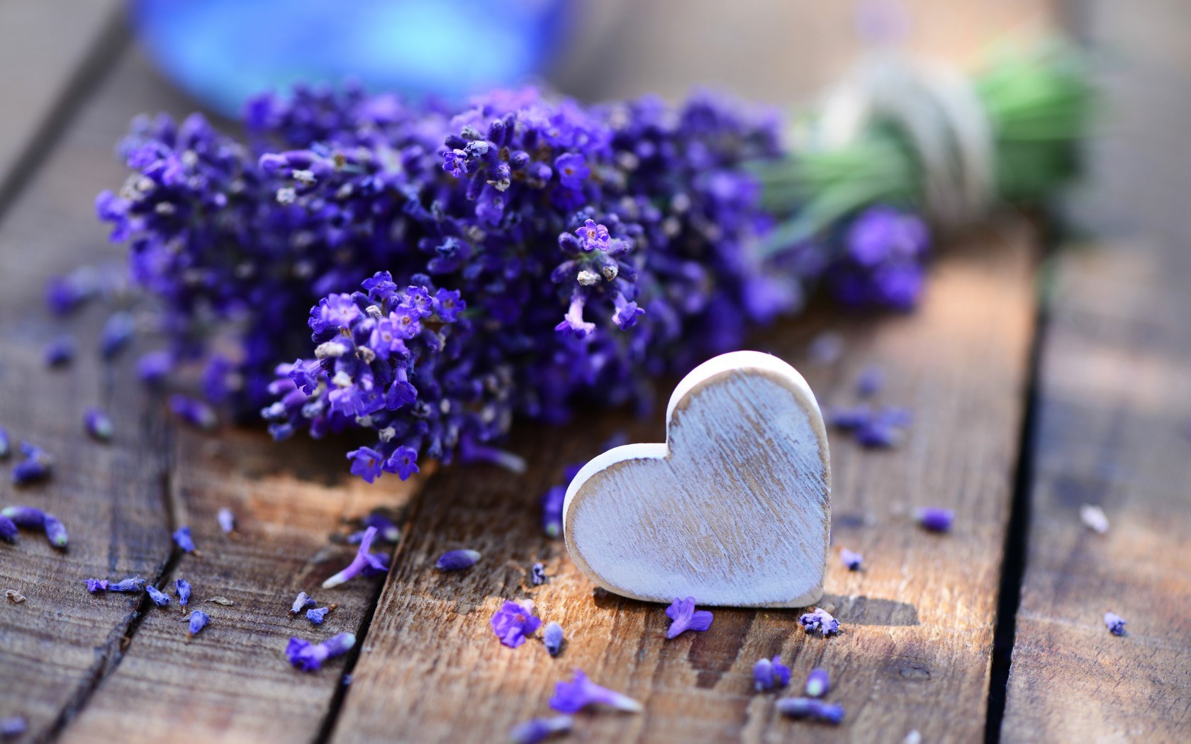 Lavendar Flowers With Wooden Heart Free Awesome Image For Mobile