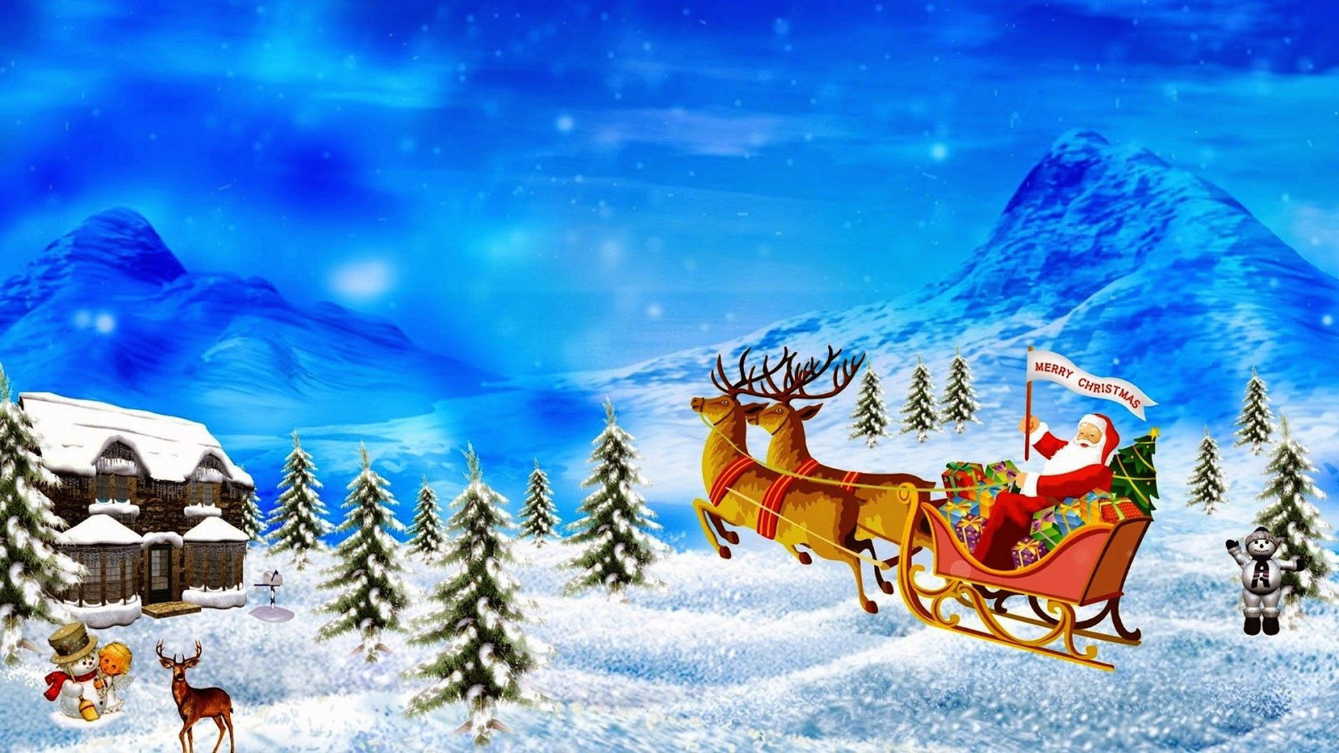 Merry Christmas Santa Mobile Desktop Free Hd Wallpaper