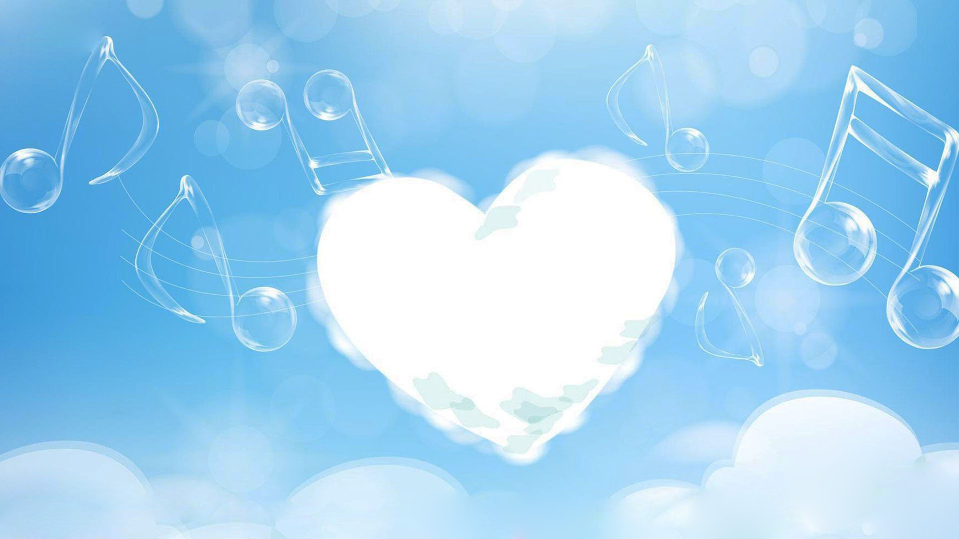 Music Strings Cloud Heart Mobile Desktop Free Hd Wallpaper