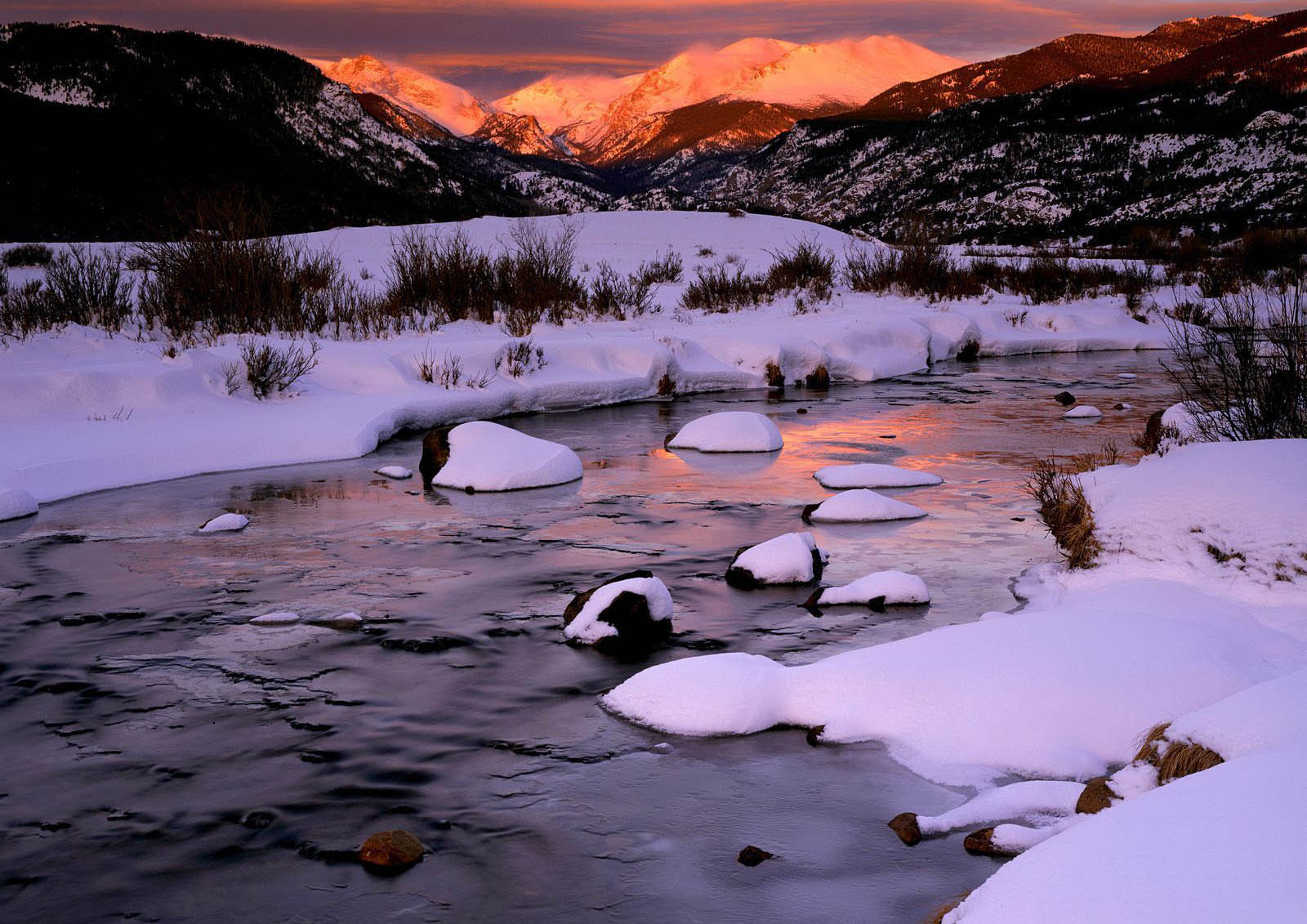 winter sunrise rocky mountain national park colorado
