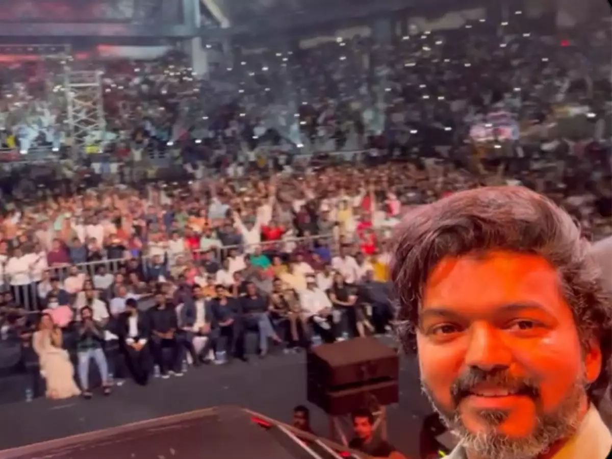 vijays selfie at varisu audio launch takes internet by storm fans at the big launch