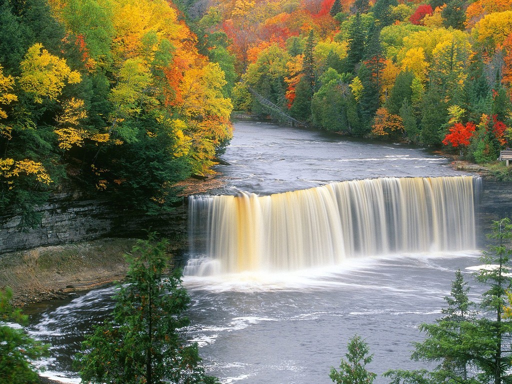 beautiful sourrending color jungle waterfall nature wallpaper
